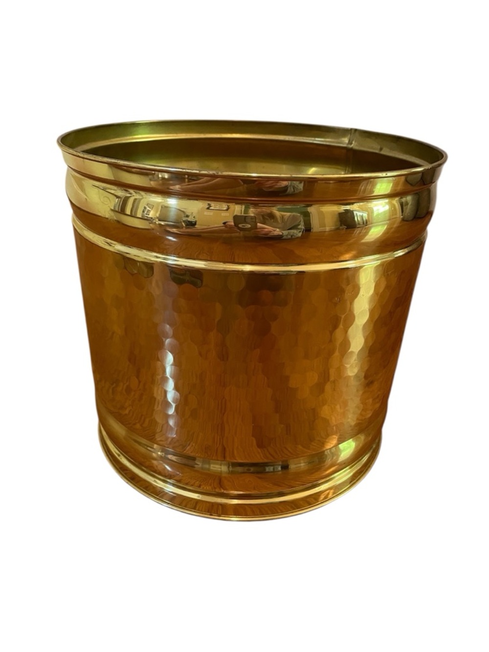 Hammered Brass Container/Planter 10.5 in, Vintage